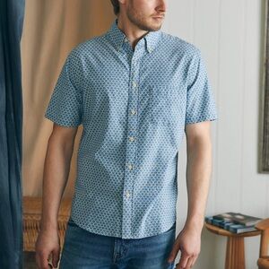 Men’s XXL FAHERTY Short-Sleeve Stretch Playa Shirt - Fishscale Redux $138 MSRP